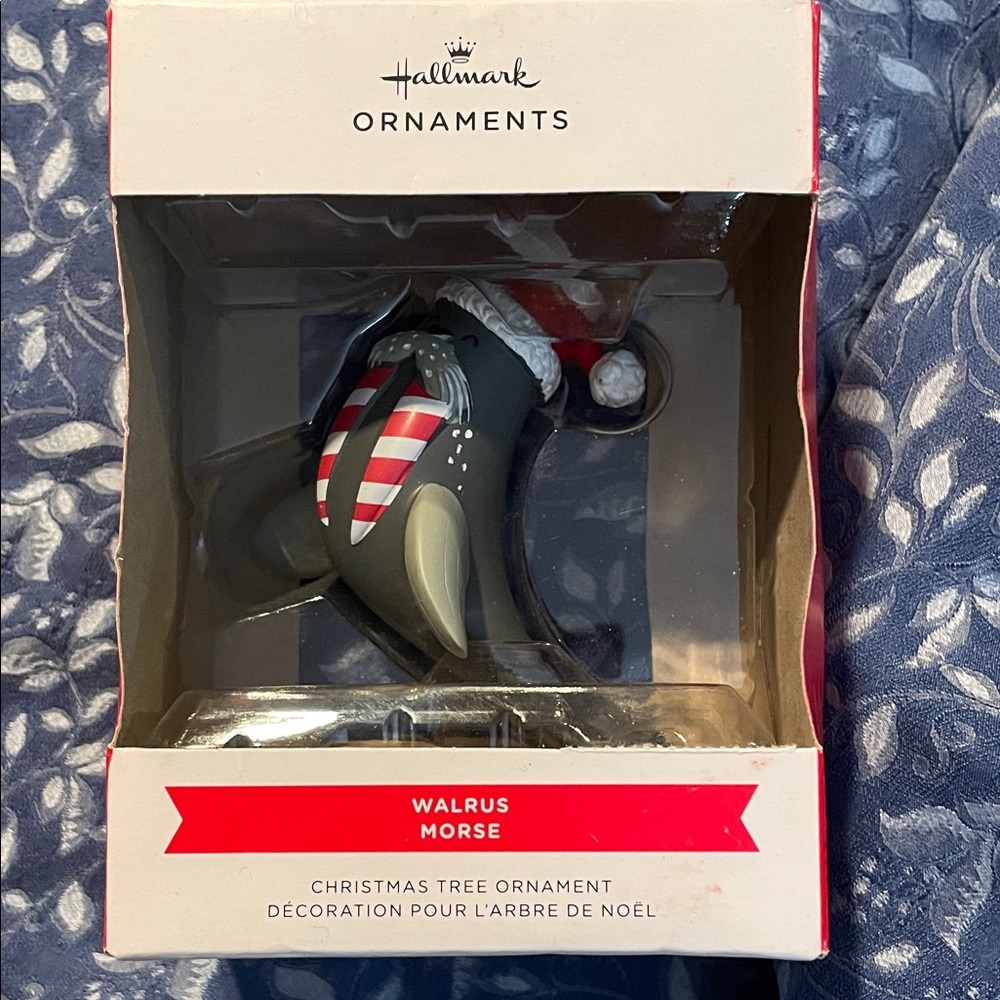 Hallmark Festive Walrus Morse Christmas Ornament with Red and White Scarf